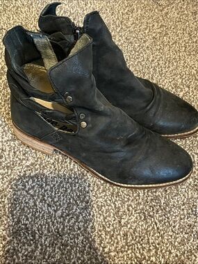 Free People Landslide Leather Braided Ankle Boots Distressed Boho SZ 36